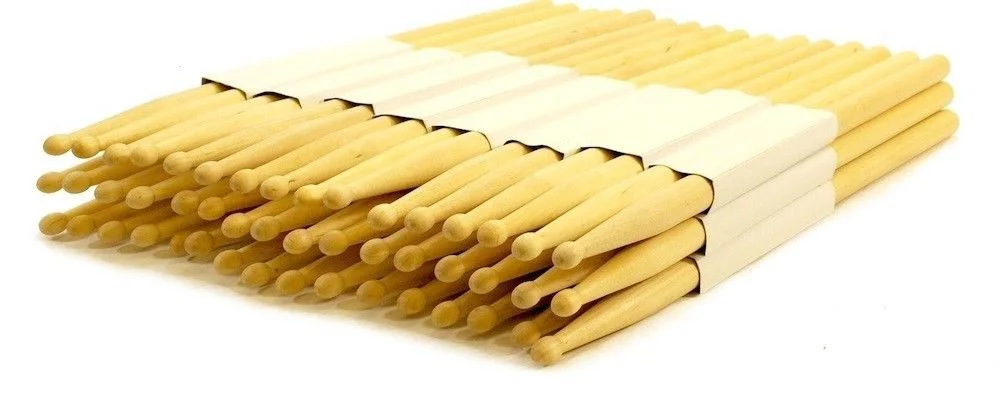 12 PAIRS - 7A WOOD TIP NATURAL MAPLE DRUMSTICKS PRO 24 DRUM STICKS