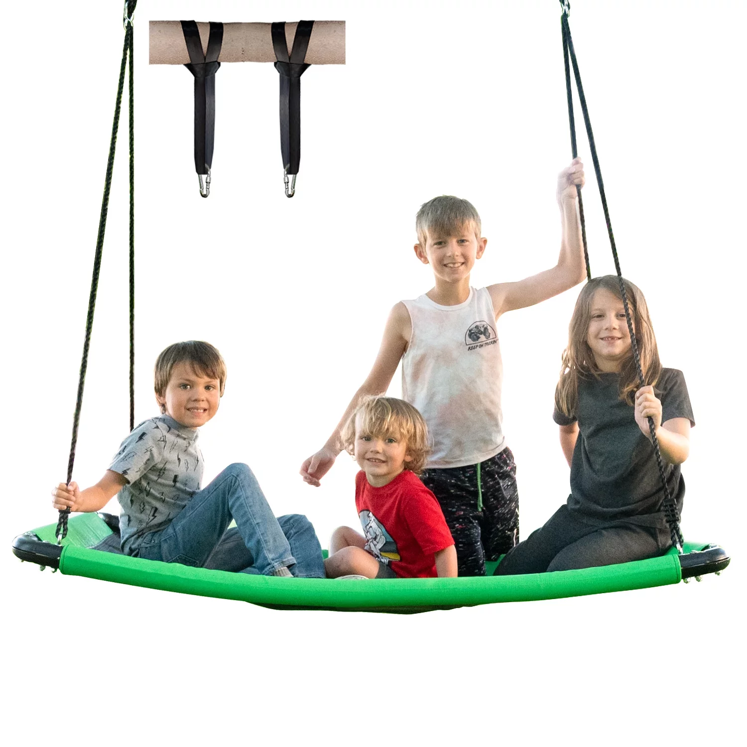 JumpTastic 60in Tree Swing Platform for Kids, Thicken Steel Tube Giant Curved Swing for Swing Set or Tree