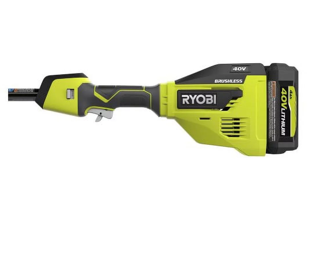 Ryobi 40-Volt Lithium-Ion Brushless Electric Cordless Attachment Capable String Trimmer 4.0 Ah Battery and Charger Included