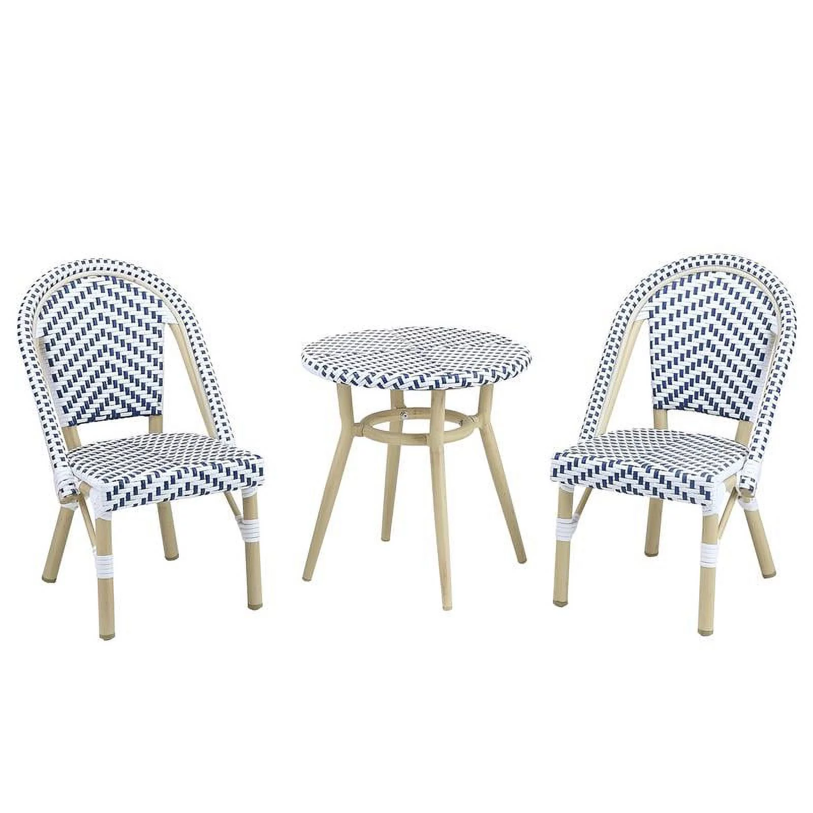 Furniture of America Dakie Aluminum 3pc Patio Kids Chair and Table Set in Navy