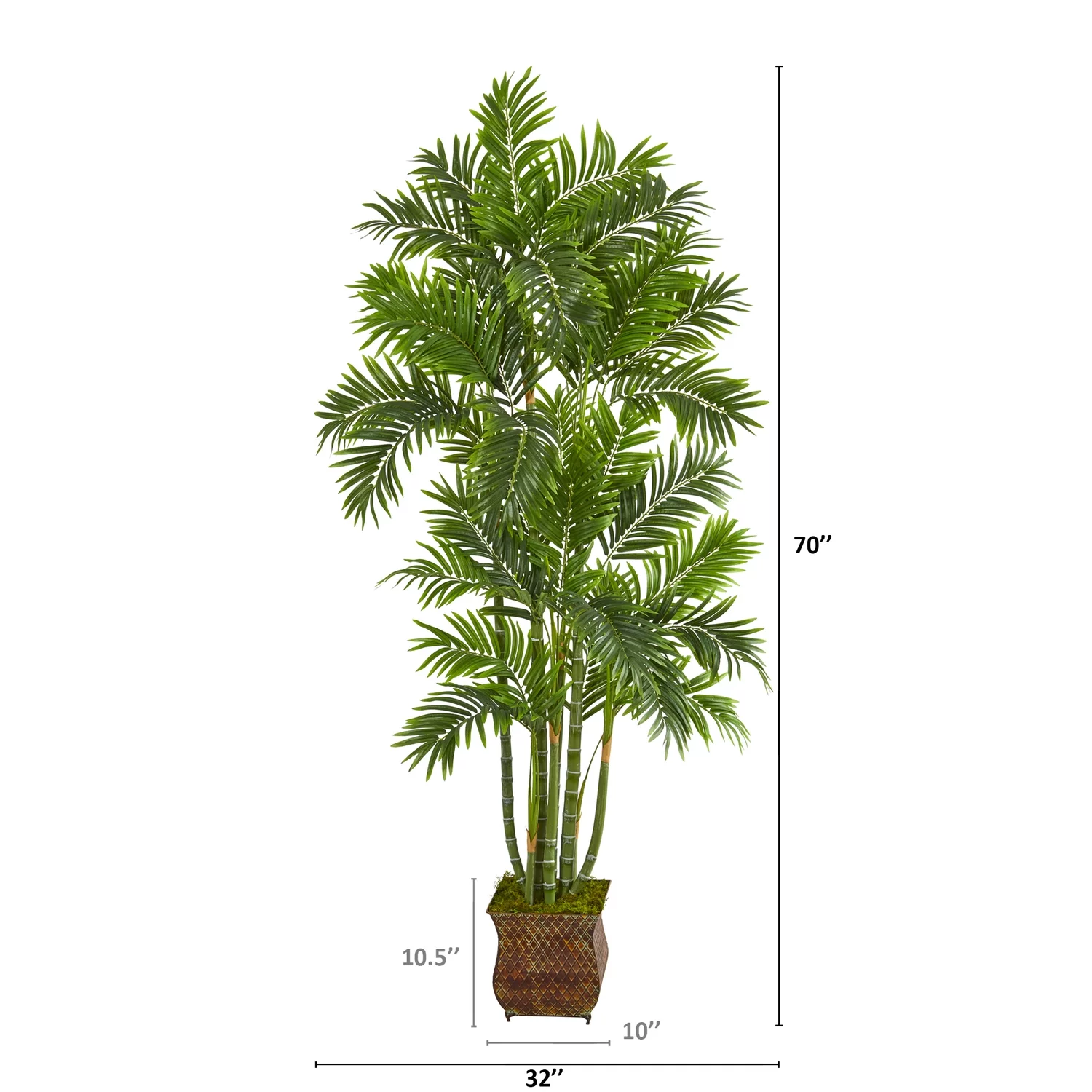 Nearly Natural 70in. Areca Palm Artificial Tree in Metal Planter