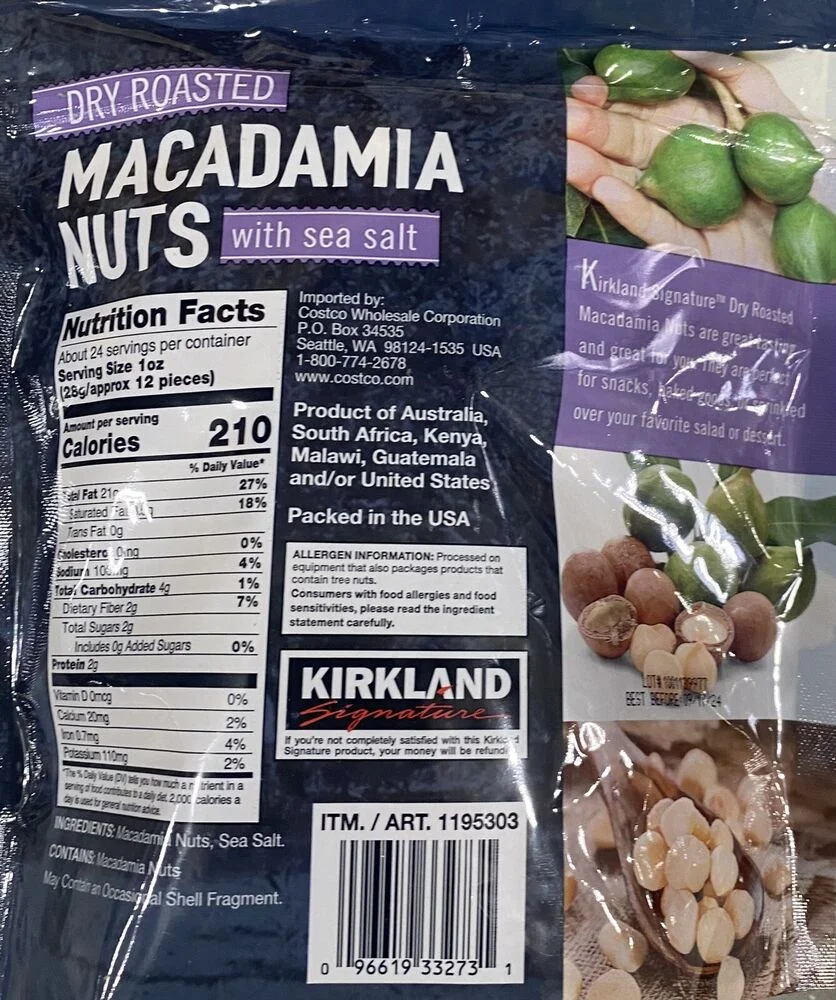 2x  Dry Roasted MACADAMIA NUTS With SEA SALT 24 oz Bag 2 PACK