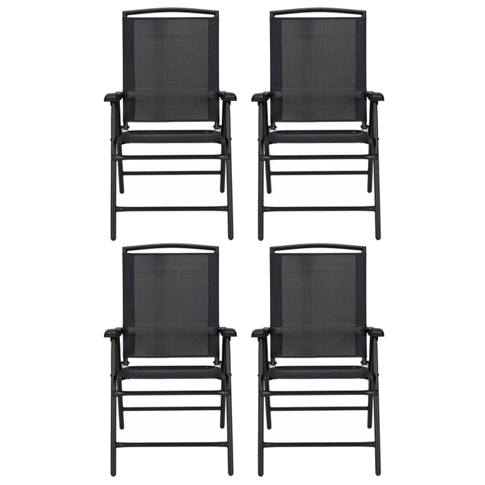 Four Seasons Courtyard Sunny Isles Outdoor Folding Chairs, 4 Pack, Black