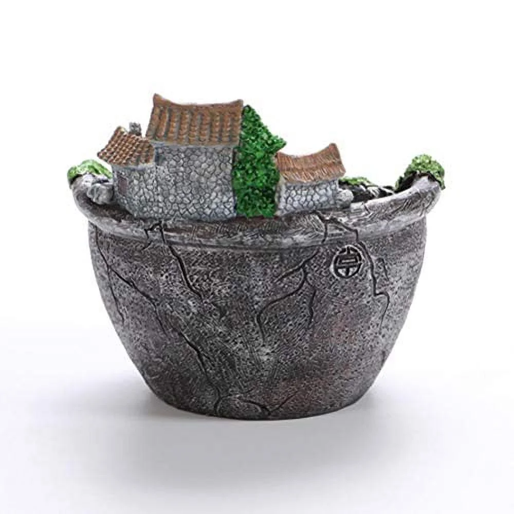 Creative Resin Plant Pot, Succulent Plant Pot with Sweet House, Mini Fairy Garden Micro Landscape Plant in Pot
