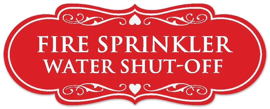 Signs ByLITA Designer Fire Sprinkler Water Shut-off Sign - Easy Installation | Durable Wall or Door Sign (Red) - Medium