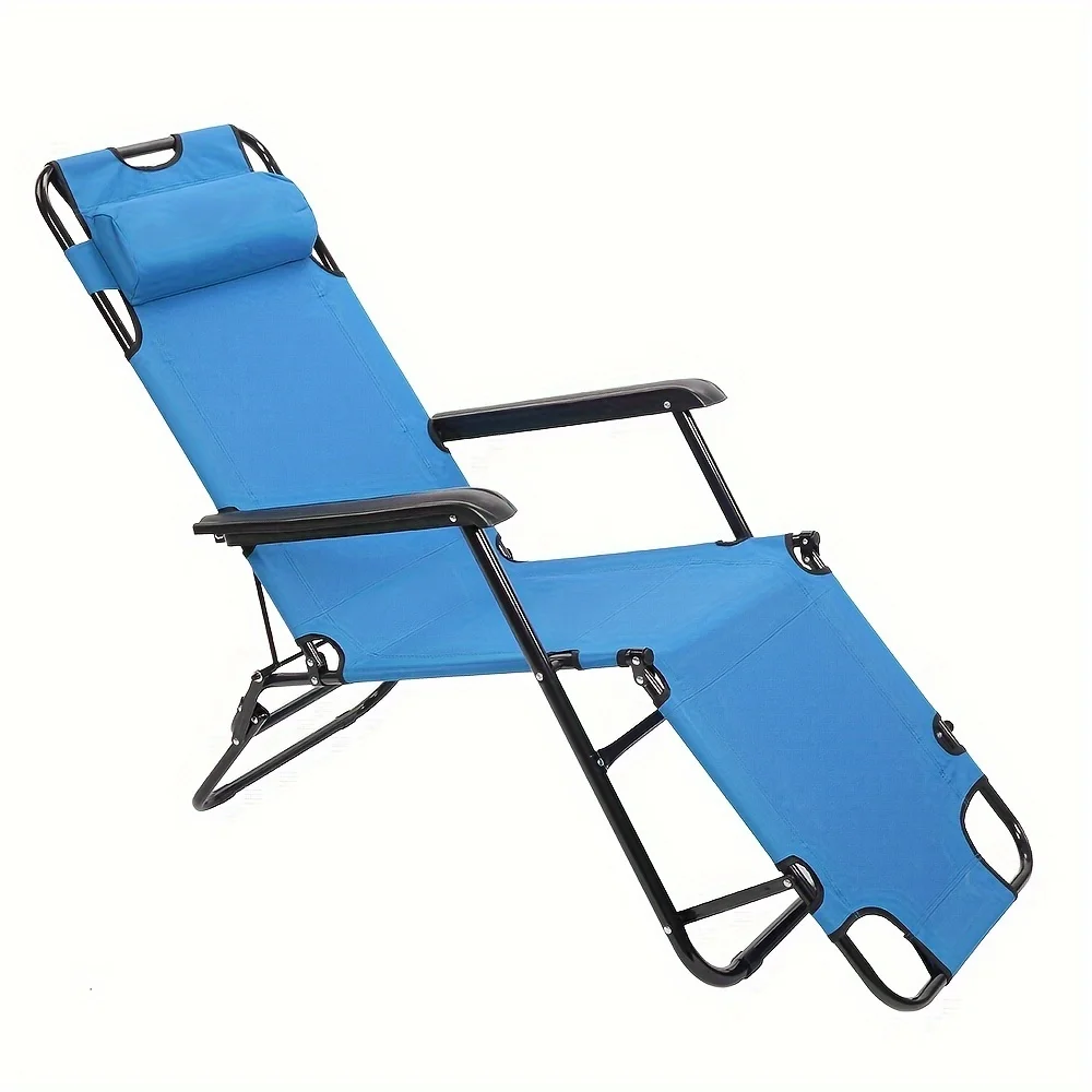 1pc Blue Folding Chaise, Zero Gravity Lounge Chair, Courtyard Leisure Chair, Oxford Cloth Recliner For Outdoor Patio Yard Beach Lawn