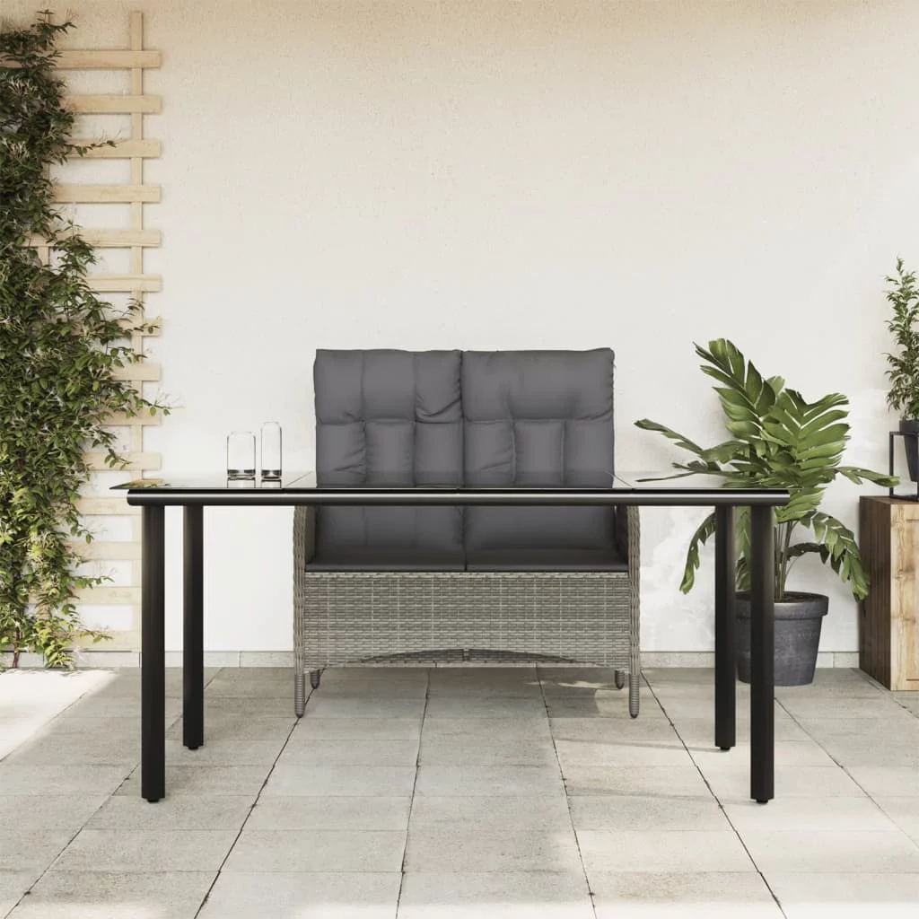 Walmeck 2 Piece Patio Dining Set with Cushions Gray Poly Rattan