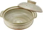 Japanese Donabe Clay Pot for 4-5 People - Mishima Flower Design S-4657