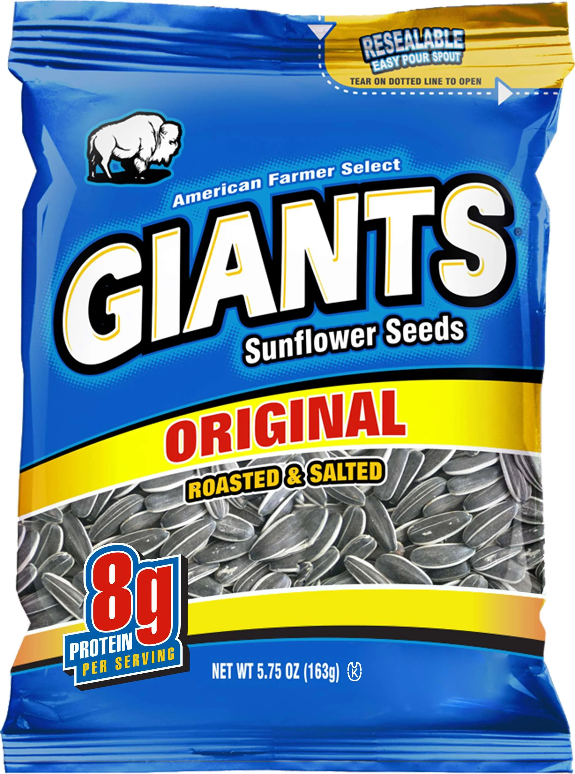 Giants Original Roasted and Salted Sunflower Seed Snacks, 5.75 Ounce -- 24 per case.