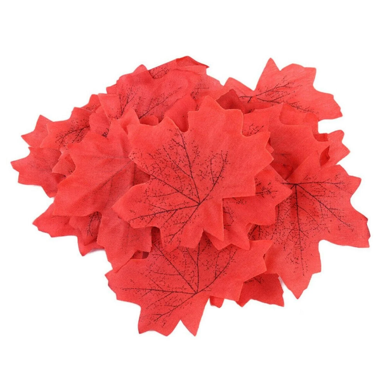 Yeetfub Fake Flowers for Outdoors 100 Pcs Autumn Maple Leaf Fall Silk Leaves Fadeless Artificial Flower Craft Wedding Party Decor Red for Wedding Home Faux Flowers Bulk Gift for Mothers Day