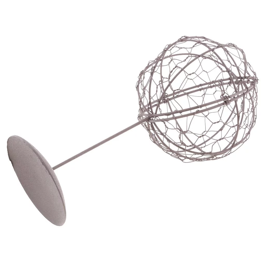 26cm Iron Wire Wreath Frame Succulent Pot Plant Holder , Ball Shape with Stand