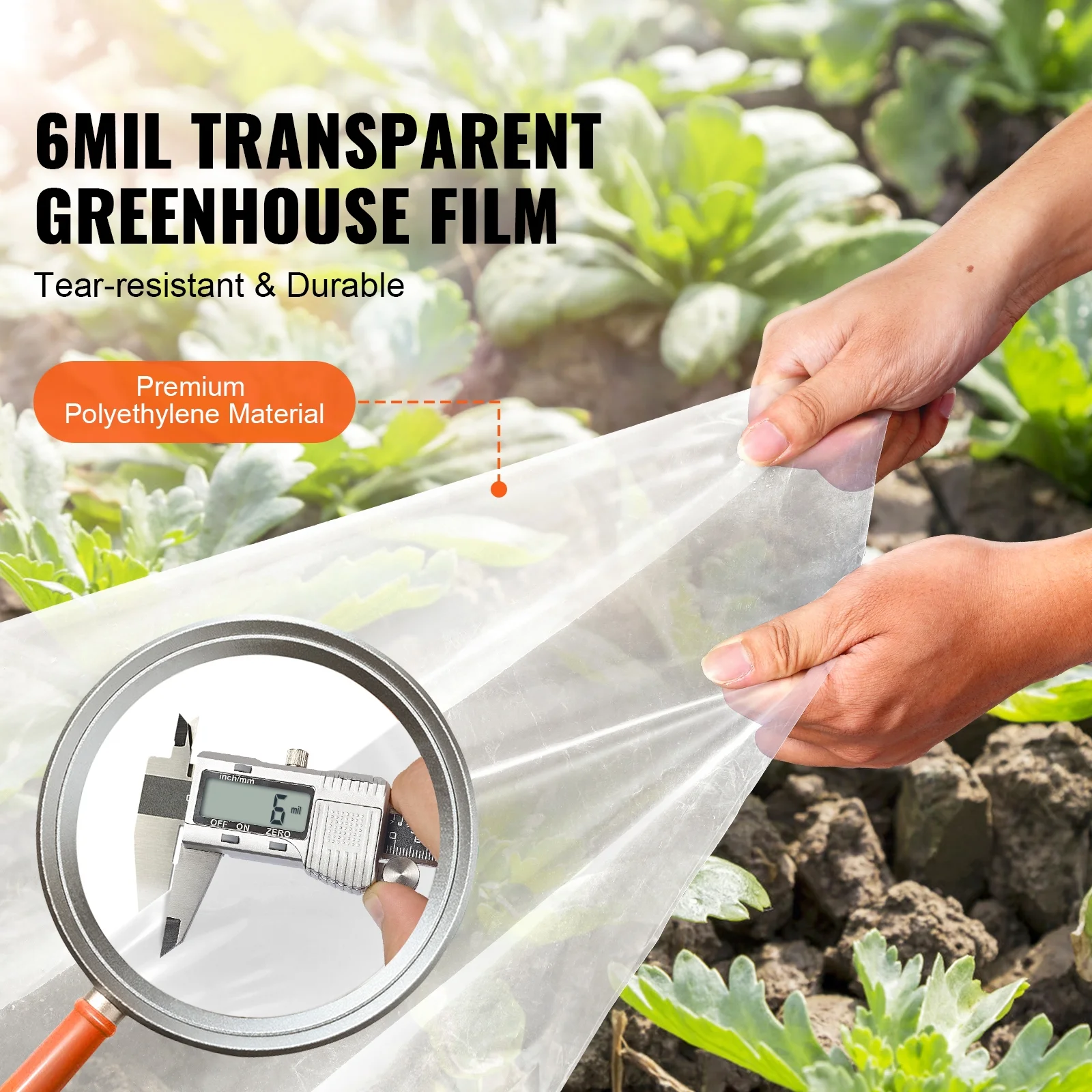 SKYSHALO 6 Mil Clear Greenhouse Plastic Polyethylene Film Covering 25 x 25 Feet