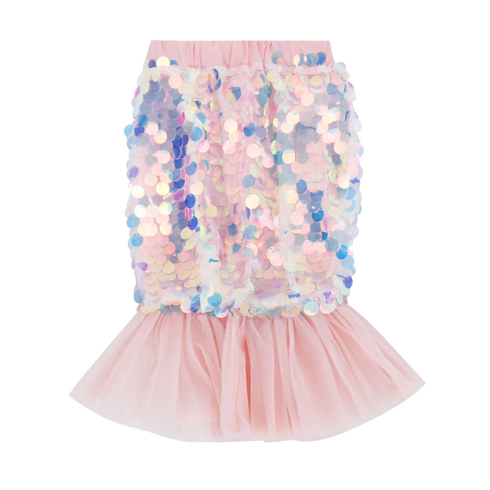 Summer Mini Skirt Girl Sequin Skirt With Pleated Tulle Skirt Kids Birthday Wedding Party Dress Pageant Gown Skirt Sets Women 2 Piece Outfits Summer