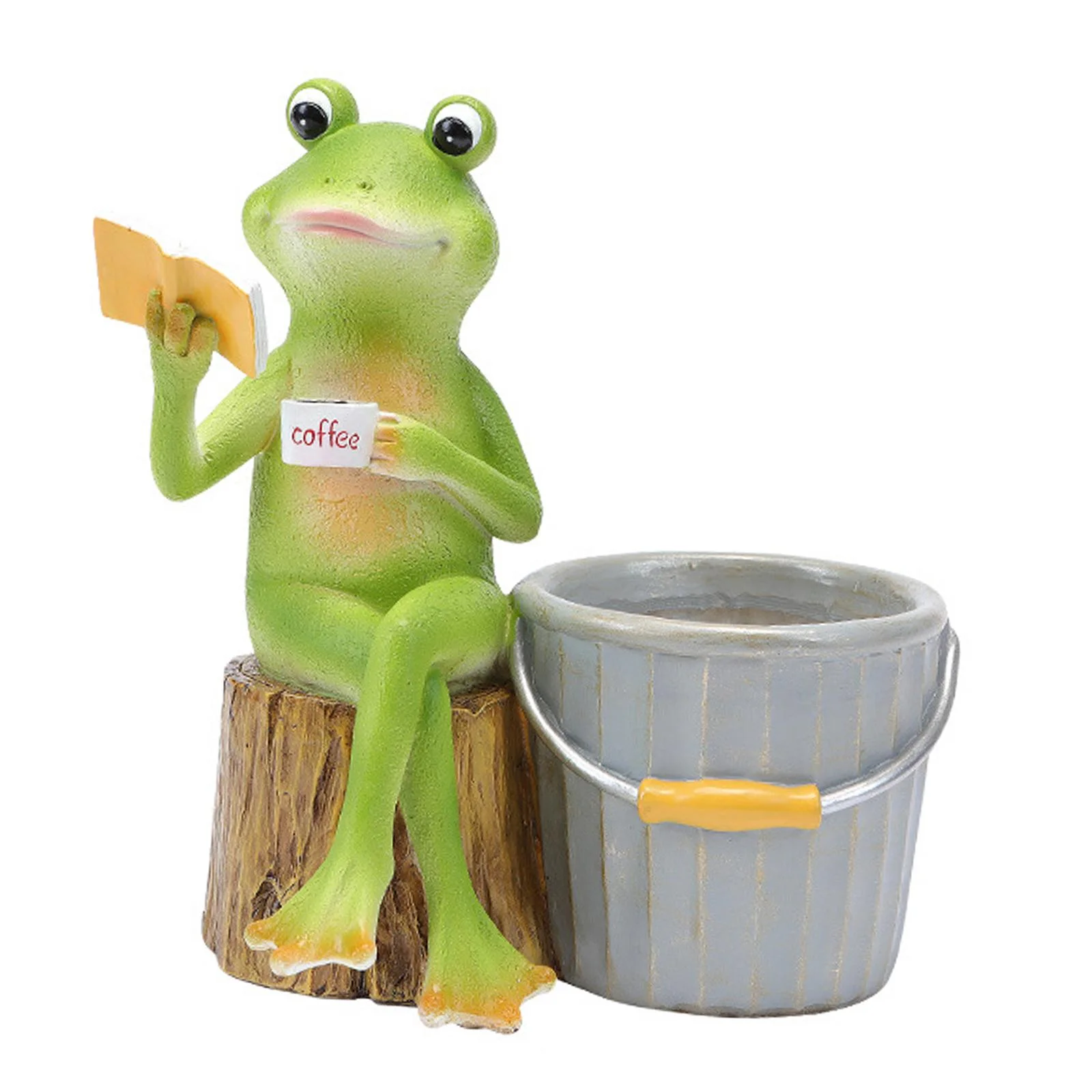 Frog Planters Pot Handpainted Resin Decorative Lovely Frog Flowerpots for Indoor