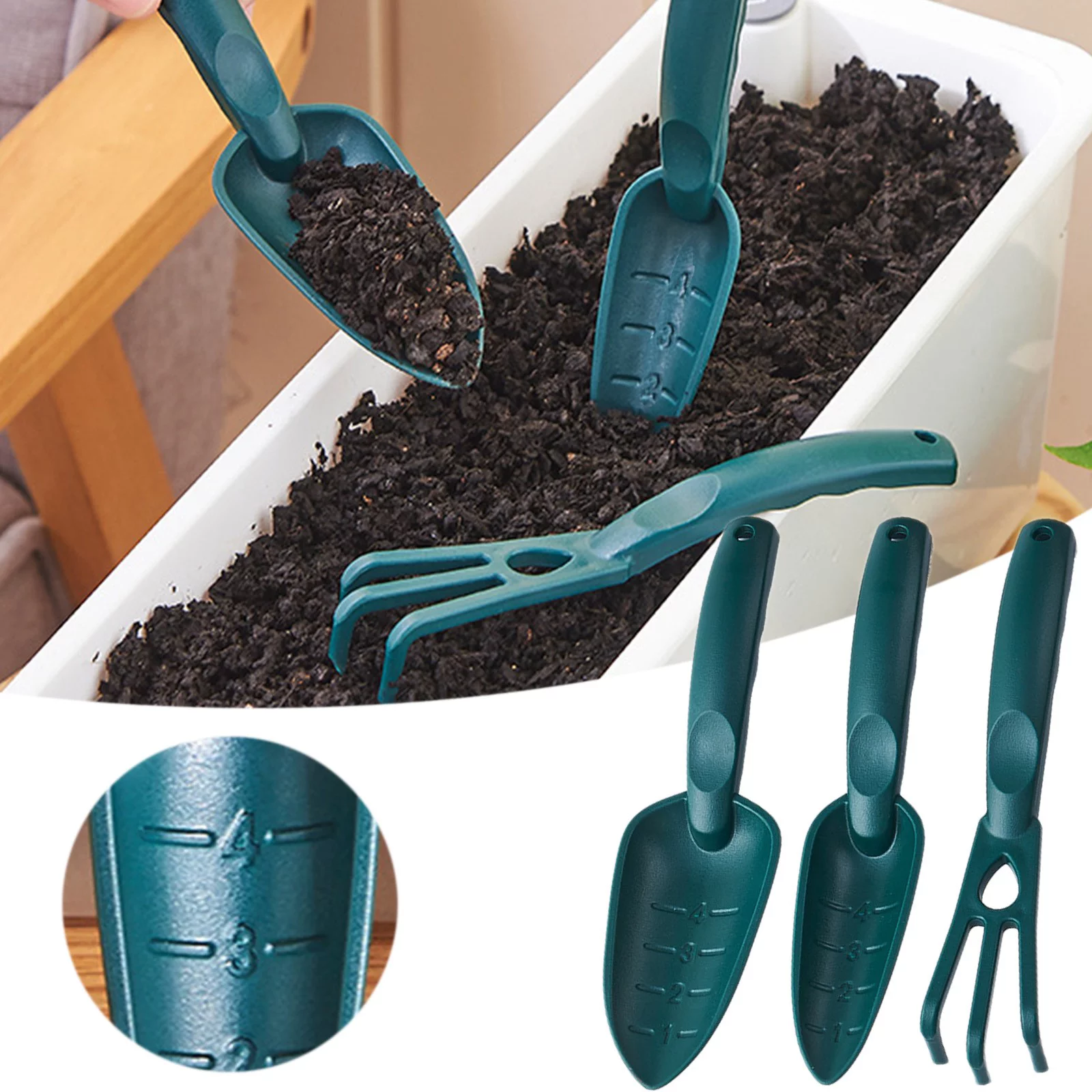 MVNSFEW Shovel Rake Flower Mini Household Vegetable Soil Loosening Soil Digging Flower Gardening Tools Three Piece Set