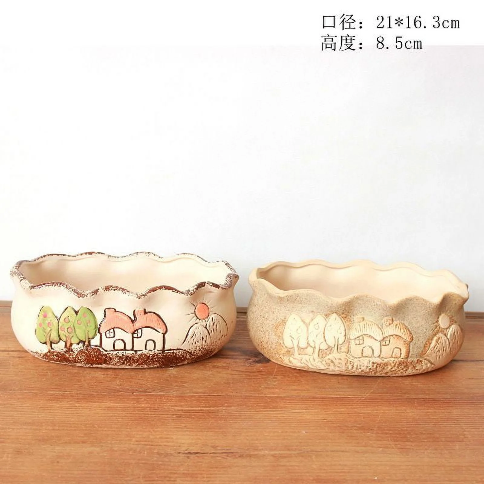 Coarse Pottery Succulent Planter - Ceramic Desktop Planter