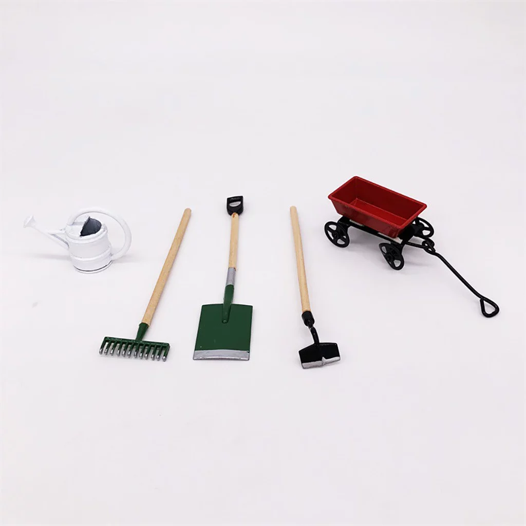 BOLUOYI Toys Age 3 4Th of July 1/12Ature Dollhouse Set Fairy Garden Tools Watering Can Red Cart