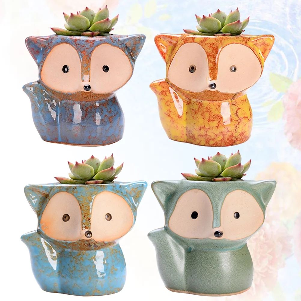 Guichaokj 4PCS Style Ceramic Flower Pot Mini Succulent Plant Flower Pot Straight Round Potting Pot Household Flower Container without Plant (Blue, Green, Yellow and Purple)