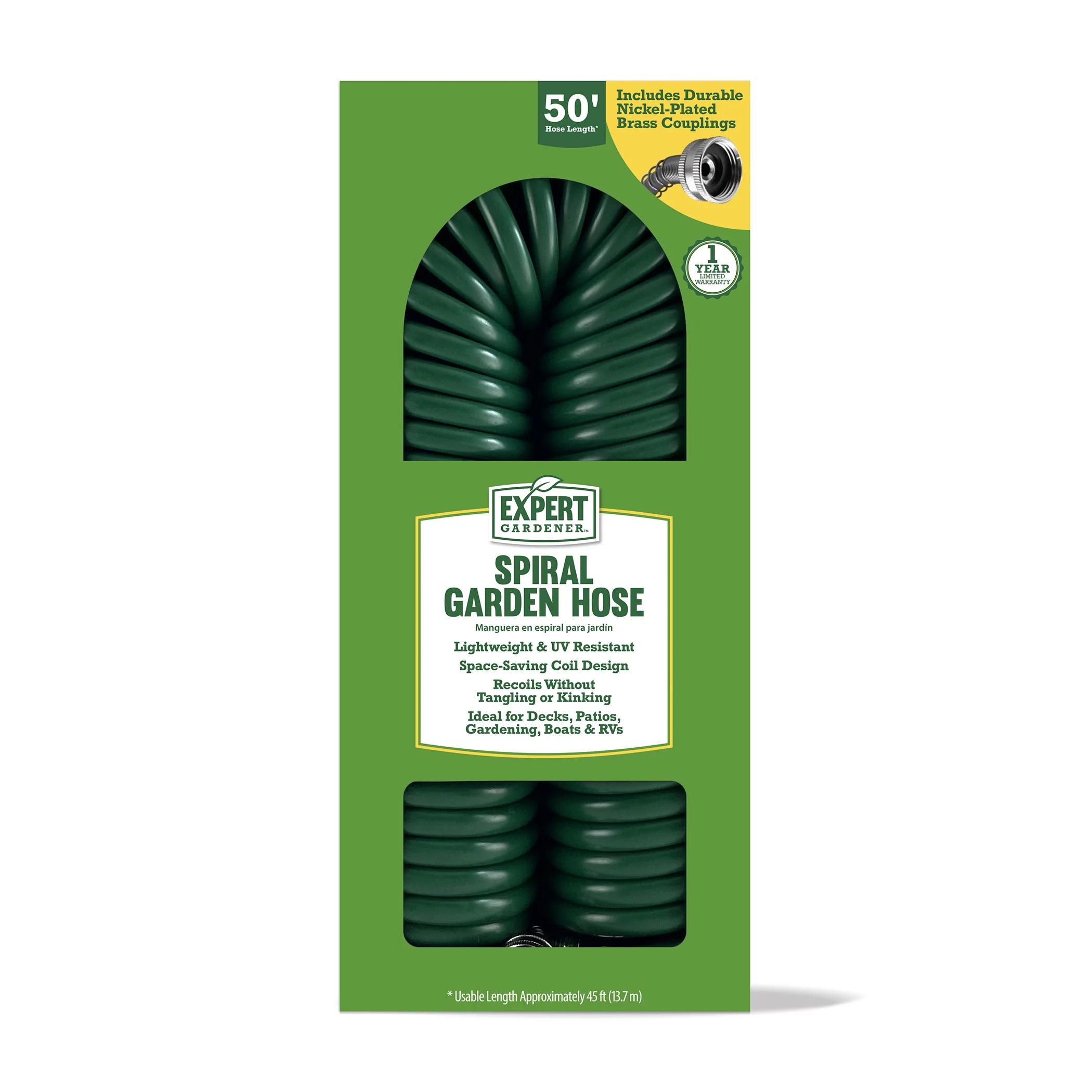 Expert Gardener 50ft Spiral Hose Green