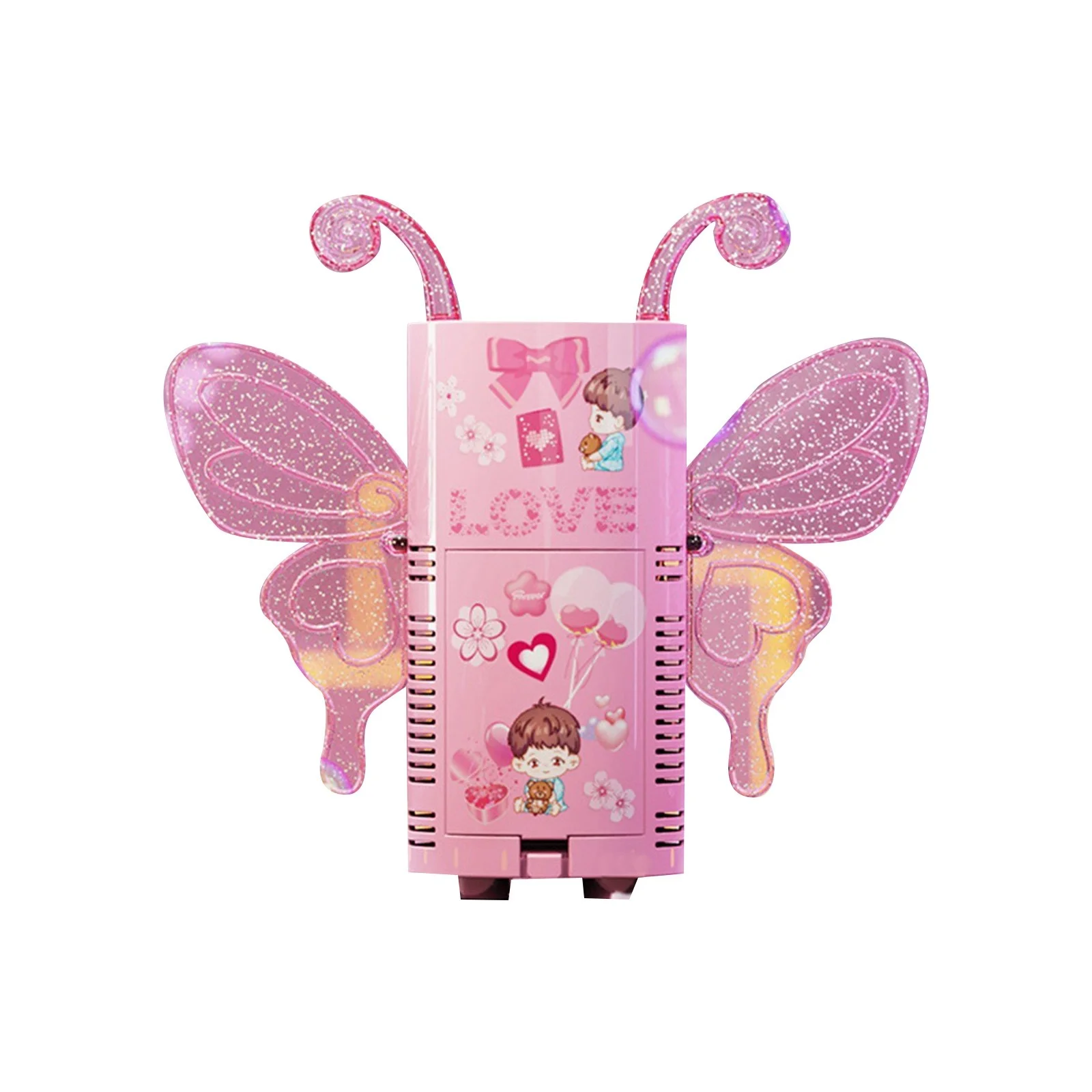 Girl 1-2 Years Old Valentine's Day Paoa Angel Electric Bubble Machine Butterfly Fully Automatic Bubble Blowing Girl Heart Toy ​200ml Bubble compatible with Machine for Parties outside