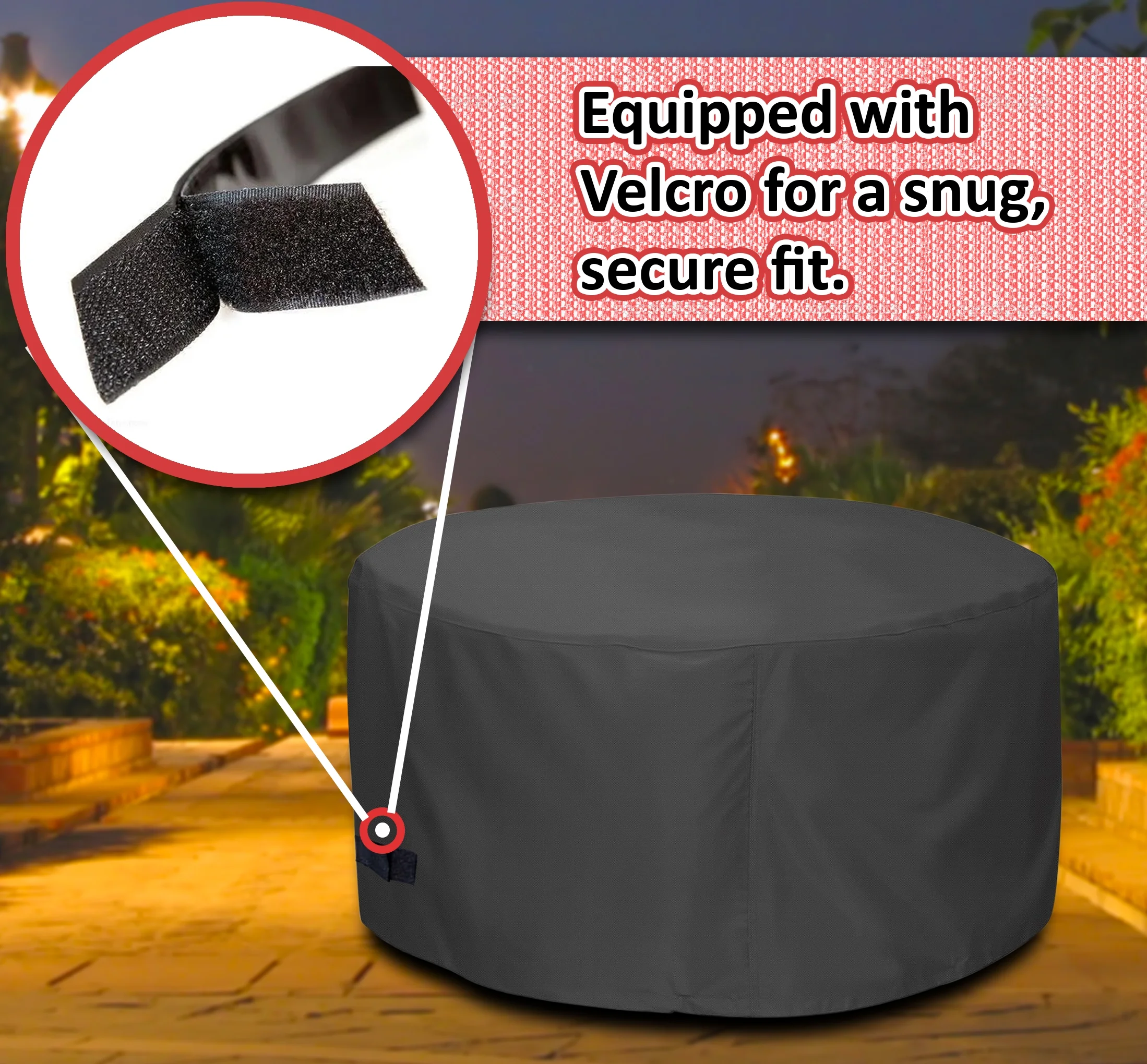 Quickflame Firepit Cover Round 36 inch, Firetable Cover Round, Patio Table Cover Rround, Black