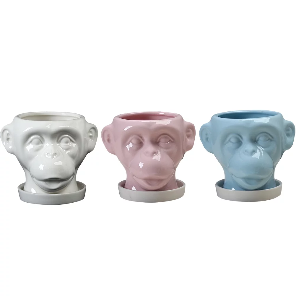 Guichaokj 3pcs Home Small Ceramic Flower Pots Creative Succulent Pot Without Plant