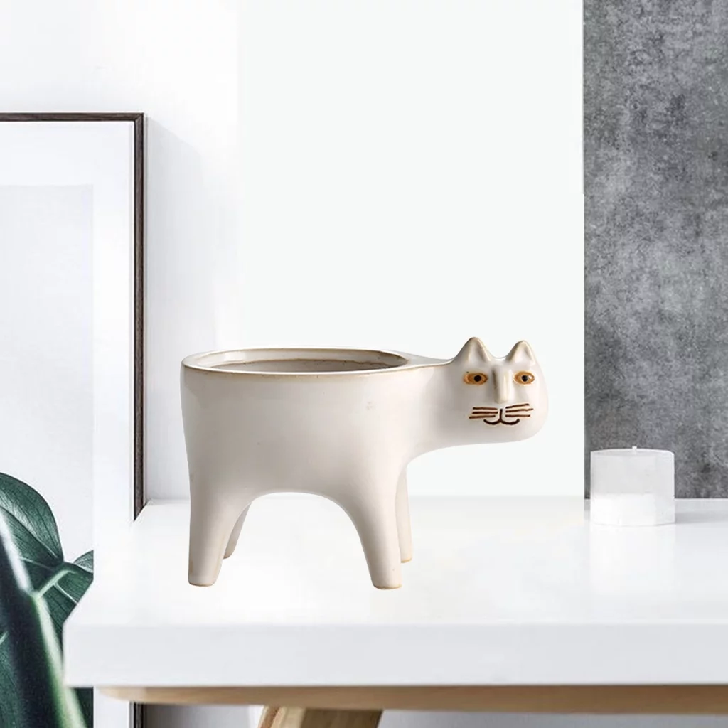 2PCS Lovely Ceramic Flower Pot Fairy Garden Cactus Succulent Pots Vase