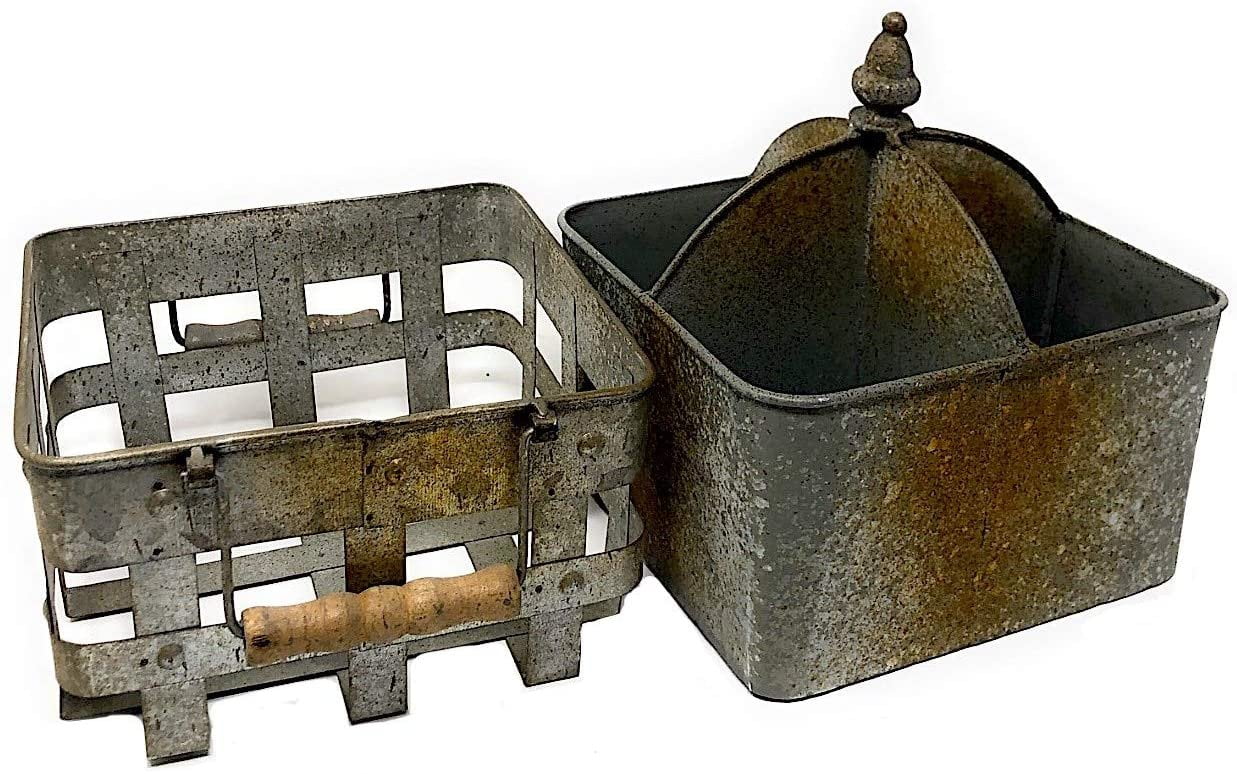 Caddy Metal Galvanized Organizer Tools Craft Cleaning Garden Shop Supply Holder Storage Indoor Outdoor Rustic Decor
