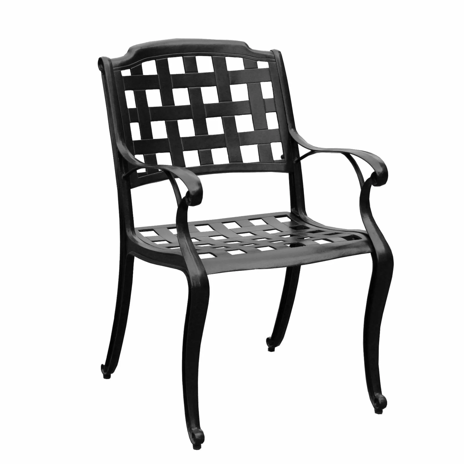 Oakland Living Corporation Modern Outdoor Mesh Cast Aluminum Patio Dining Chair Black