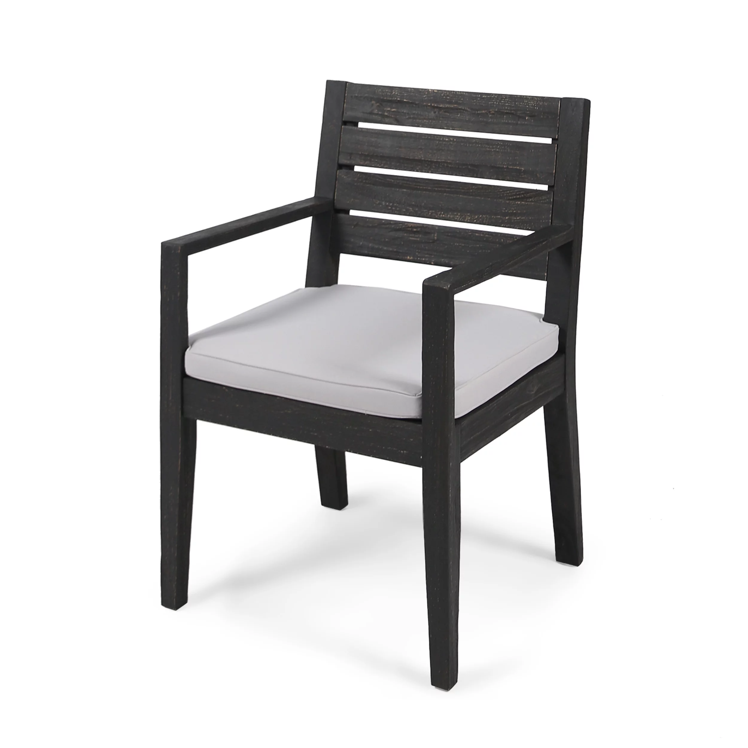 GDF Studio Arely Outdoor Acacia Wood Dining Chairs, Set of 2, Sandblast Dark Gray and Light Gray