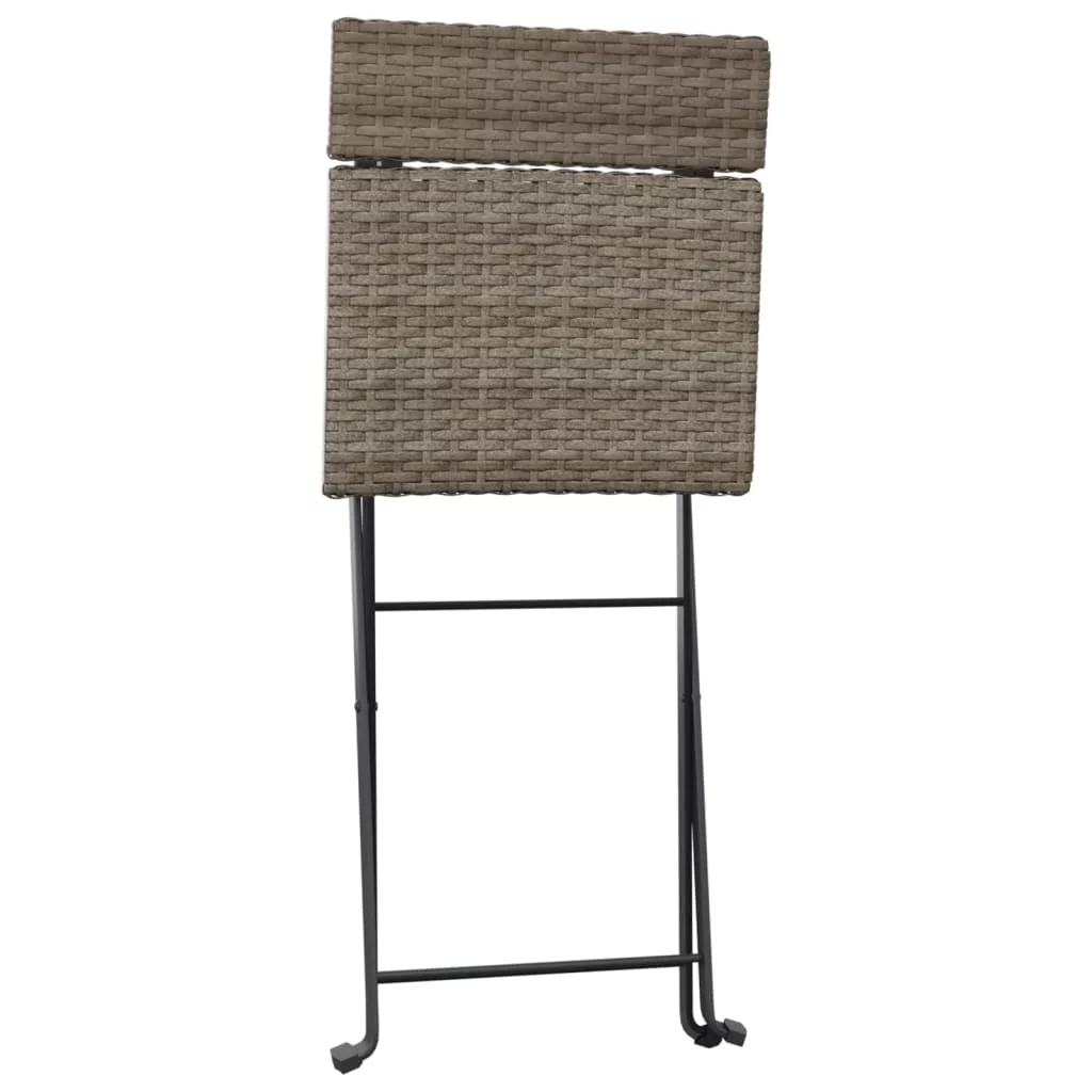 Dcenta Folding Bistro Chairs 6 pcs Gray Poly Rattan and Steel