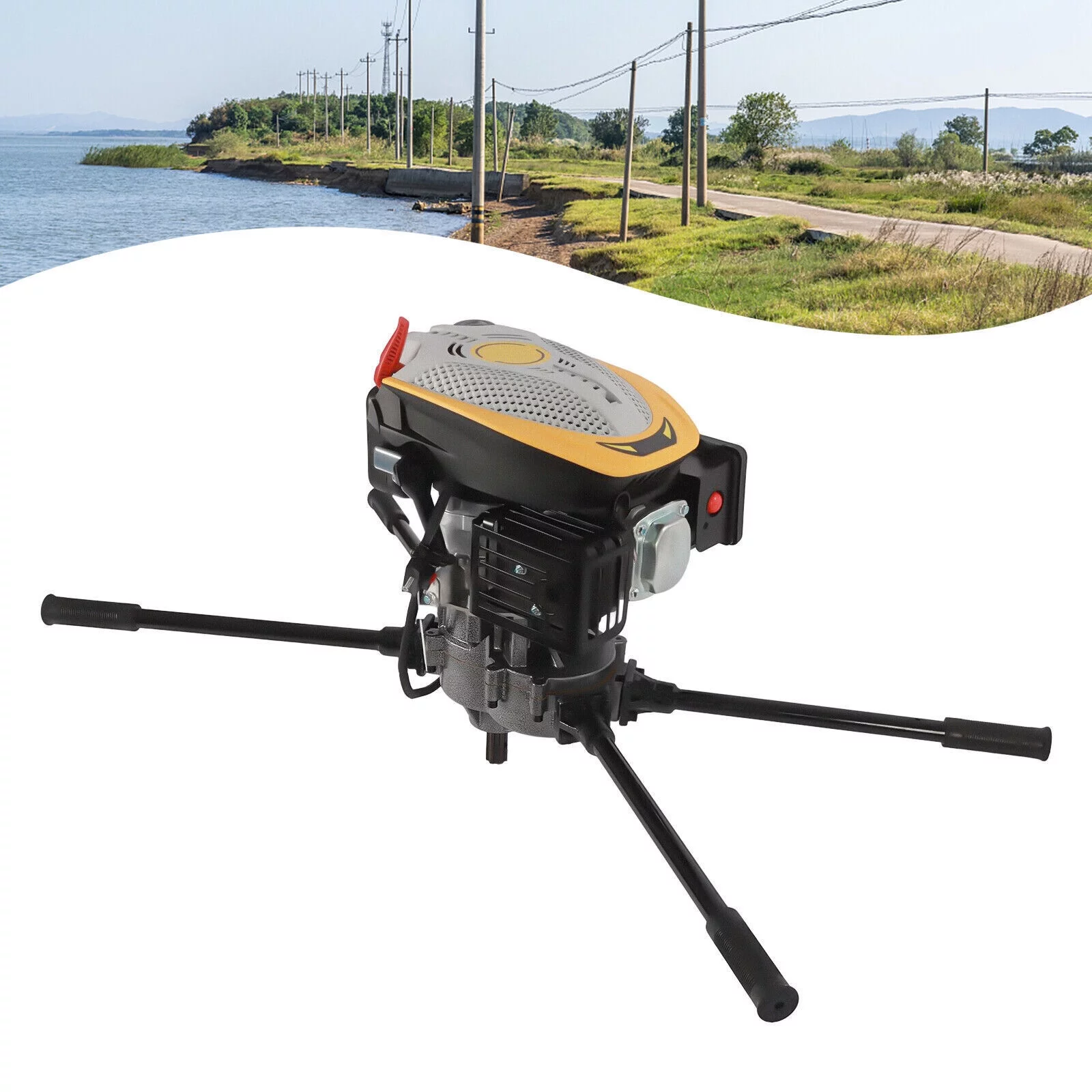 DENSET 4-Stroke 173cc 8HP 2 Men Big Power Post Hole Digger Auger Ground Drill Engine