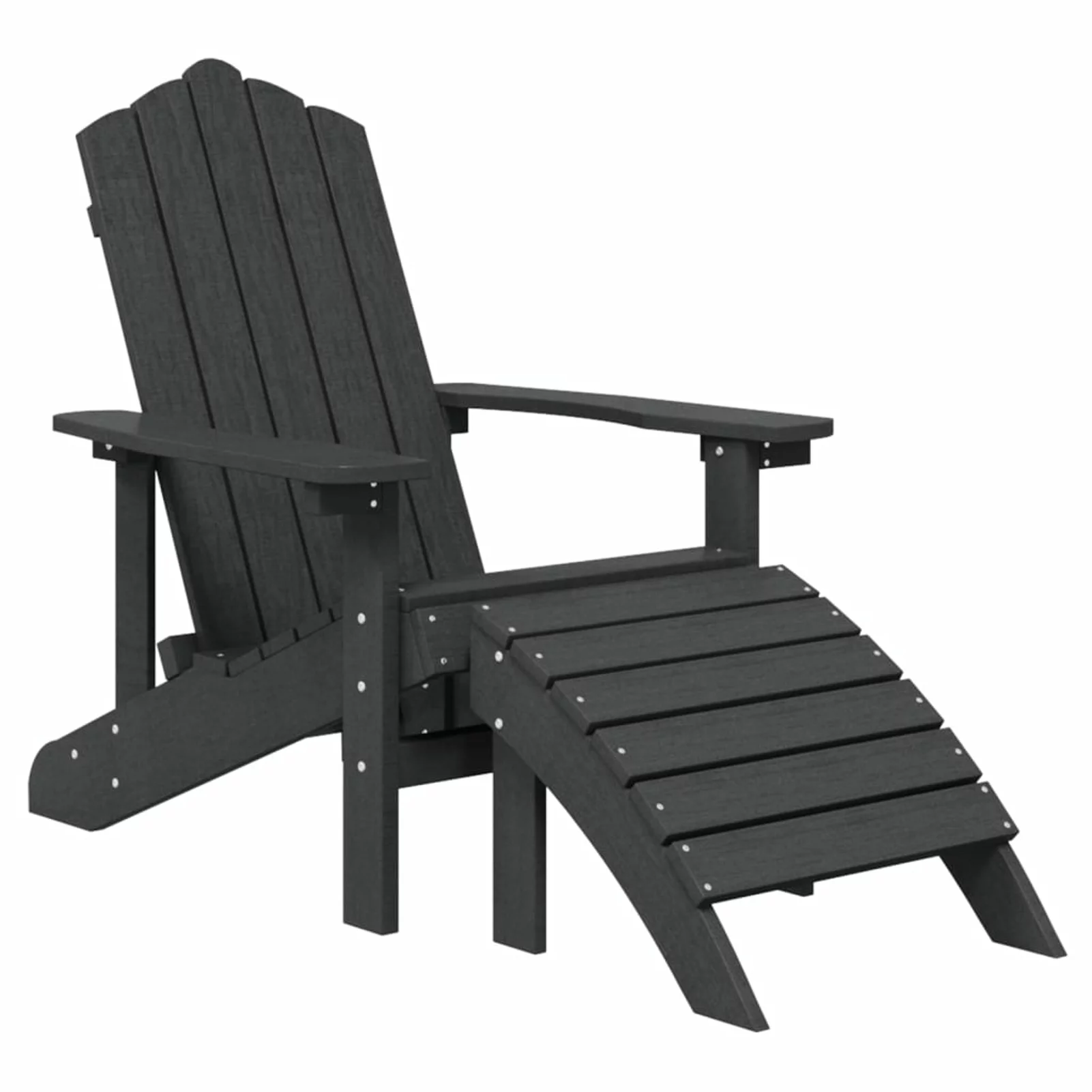Andoer Patio Adirondack Chair with Footstool HDPE Anthracite