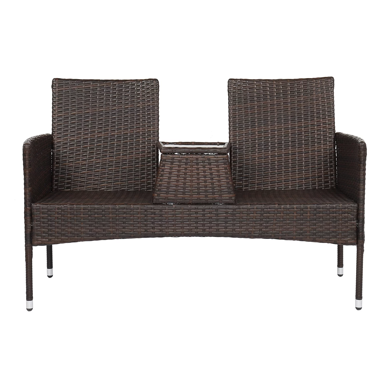 Kmowoo 131*61*83cm Disassembled Iron Frame Brown Gradient Rattan Lover Chair