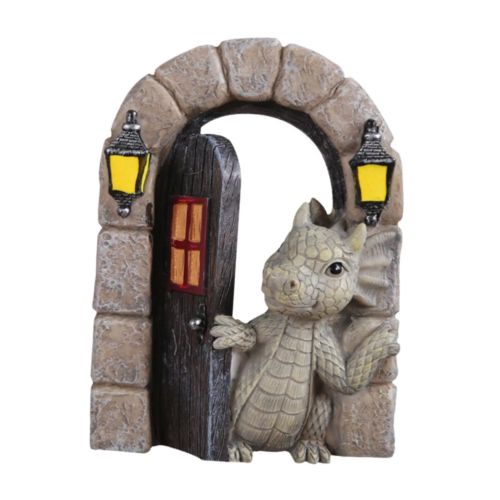 Dragon Garden Sculpture Dragon Garden Statue Resin Dragon Figurine Collection Wall Ornament for Yard Patio Bedroom Table Centerpieces Decor Open Door 11X4X15cm