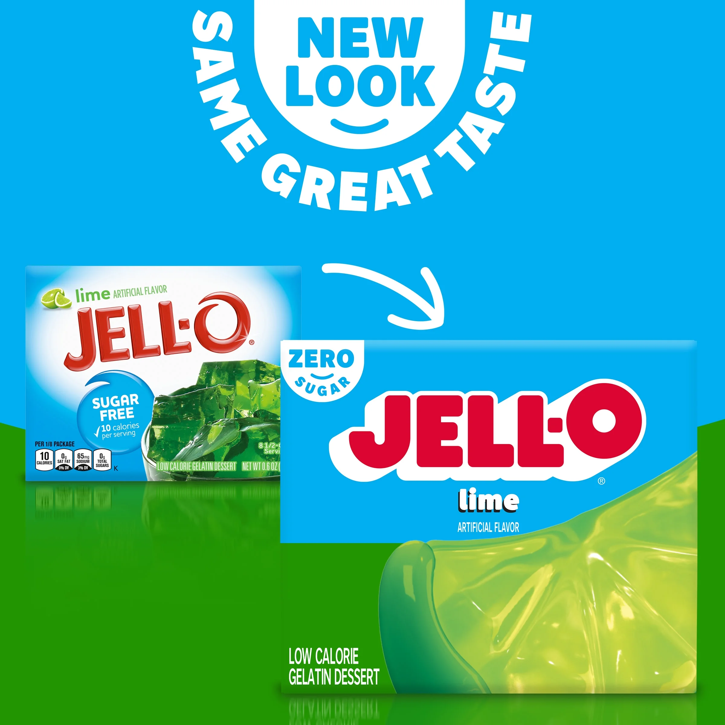 Jell-O Lime Artificially Flavored Zero Sugar Low Calorie Gelatin Dessert Mix, 0.3 oz Box