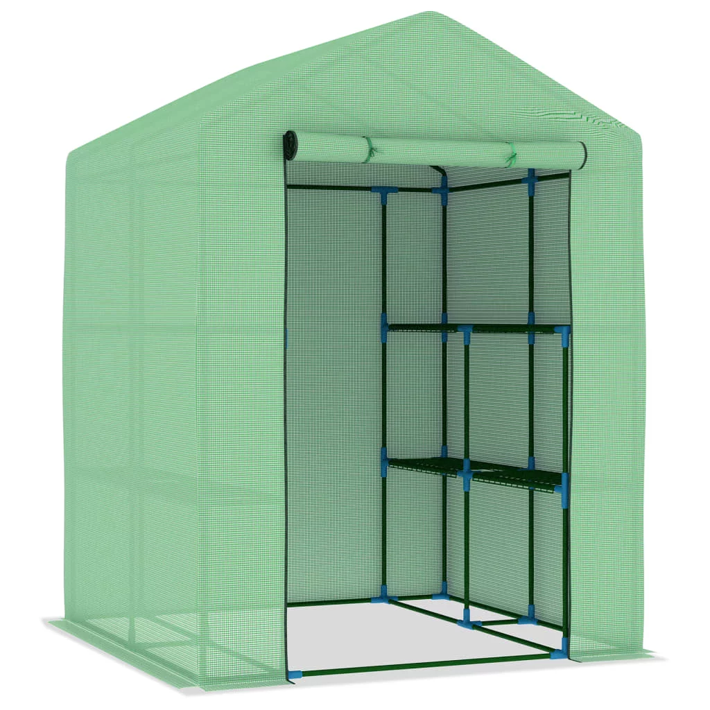 Greenhouse with Shelves Steel 56.3