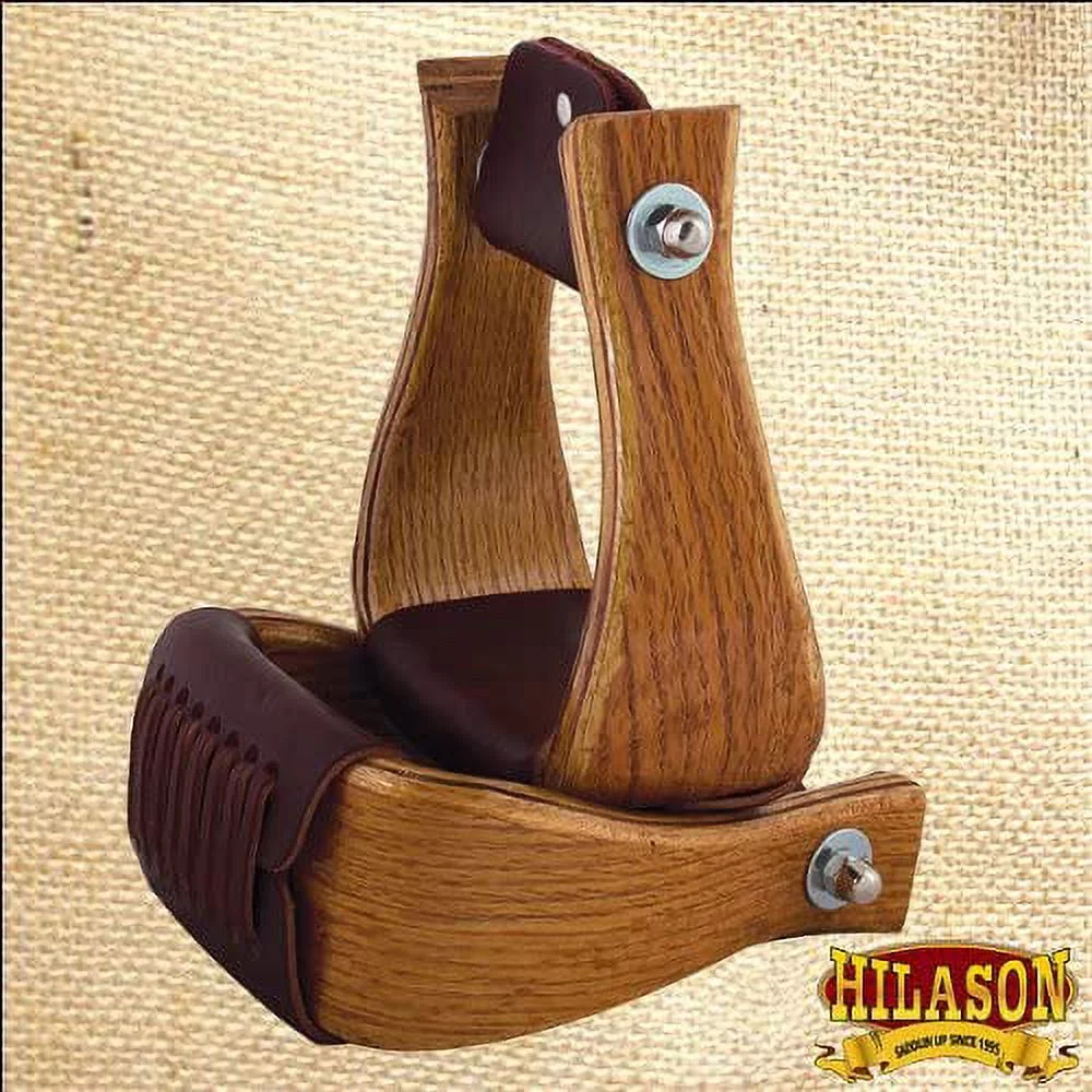 Hilason New 3 Inch Oak Wood Bell Horse Saddle Stirrups