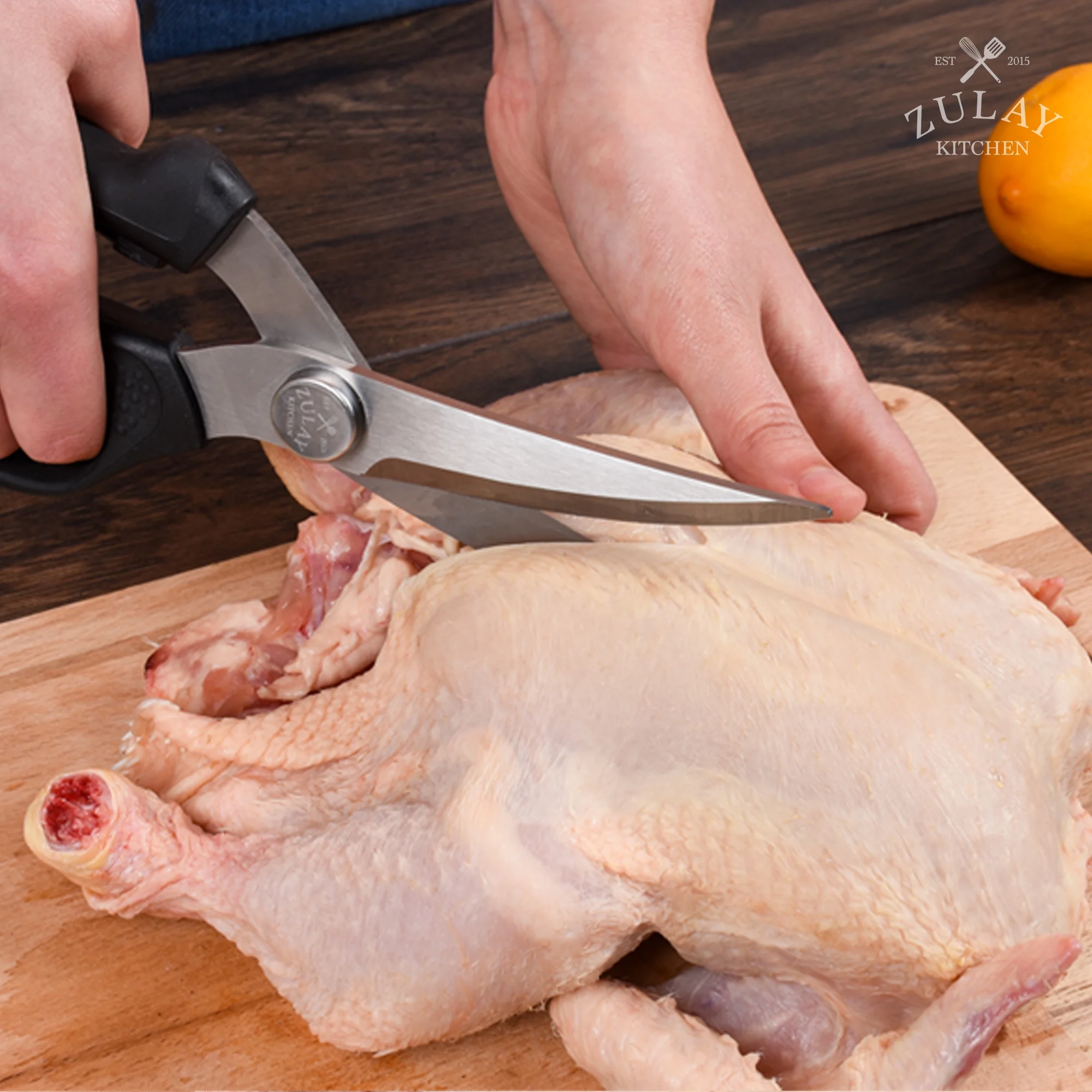 Zulay Kitchen Poultry Shears Spring-Loaded Heavy Duty Stainless Steel Chicken Shears