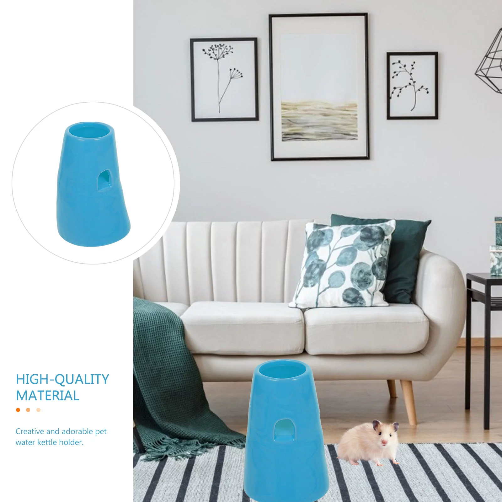 Ceramics Pet Watering Fountain Dispenser Feeder Drinking Bottle Holder Hamster Base