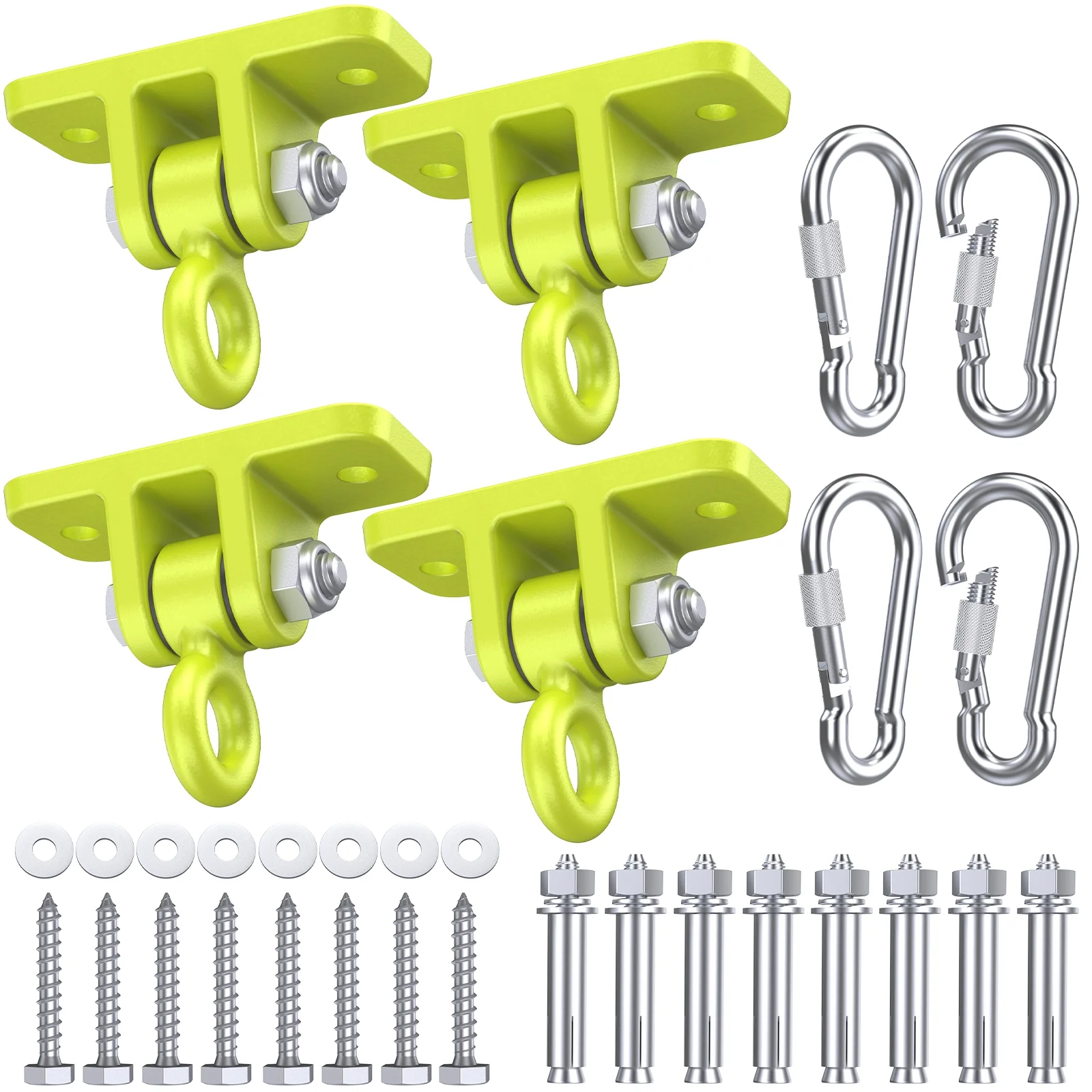 PatioDeco Swing Hangers for Wooden Sets Pack of 4 Heavy Duty Swingset Hardware with Locking Hooks for Porch, Patio, Playground Indoor/Outdoor