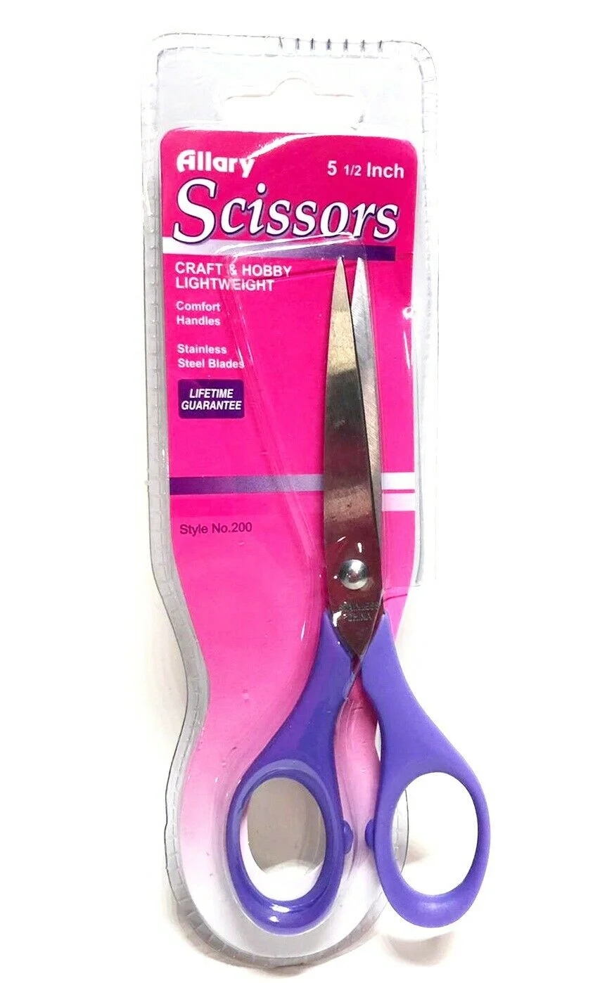 Lot of 2 Allary Style #200 Craft & Hobby Lightweight Scissors, 5.5 Inch, Purple