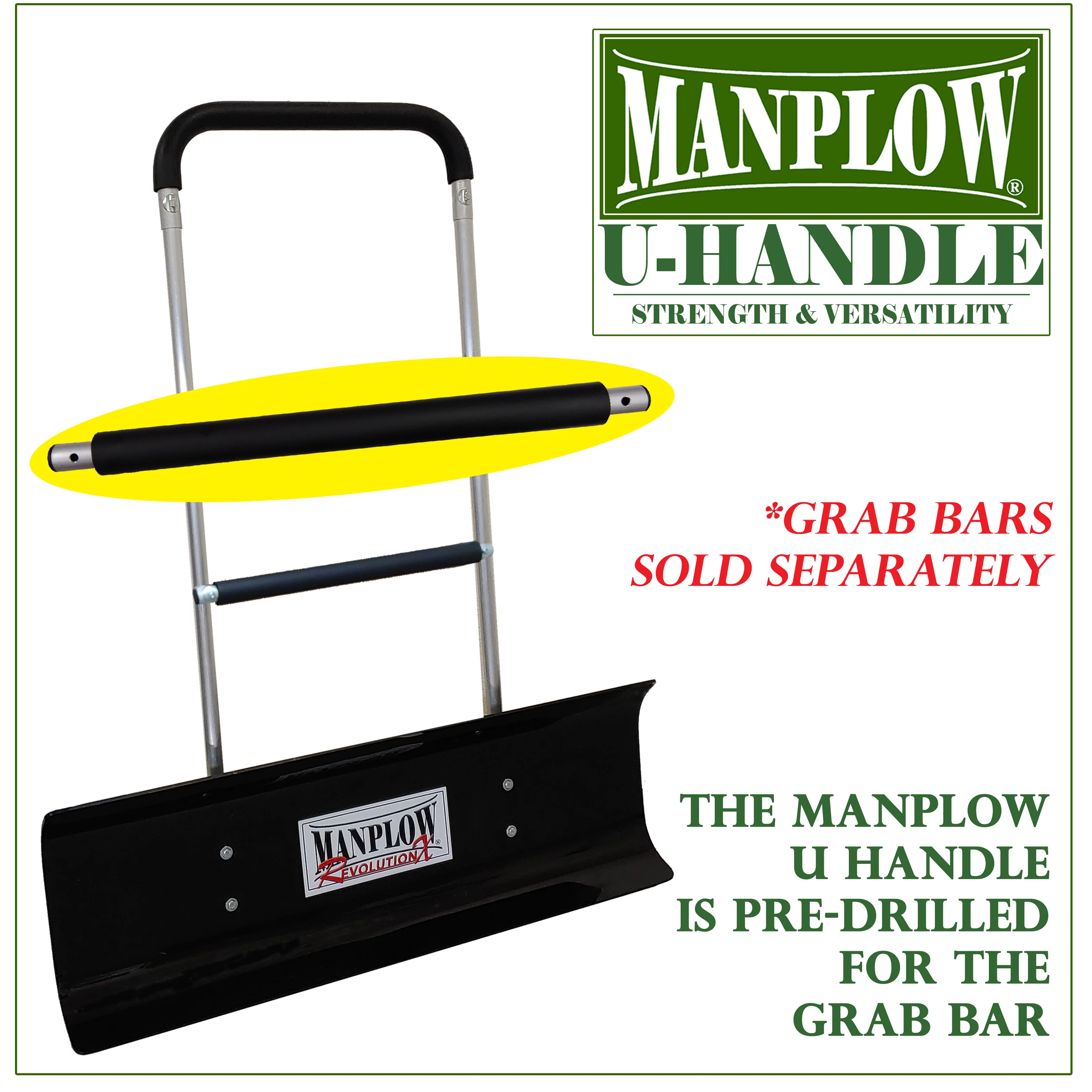 MANPLOW RevolutionX Snow Pusher with U Handle (60 Inch)