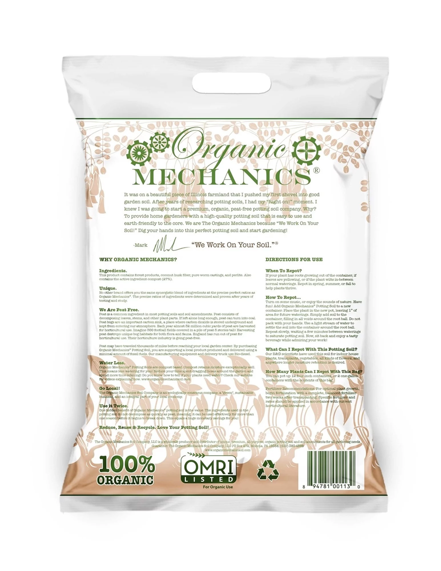 Organic Mechanics Premium Blend Potting Soil, 8qt