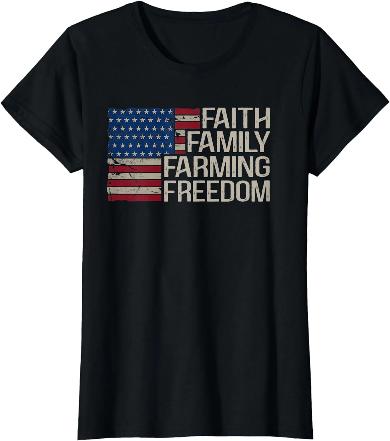 Faith Family Farming Freedom american flag 4th of july T-Shirt