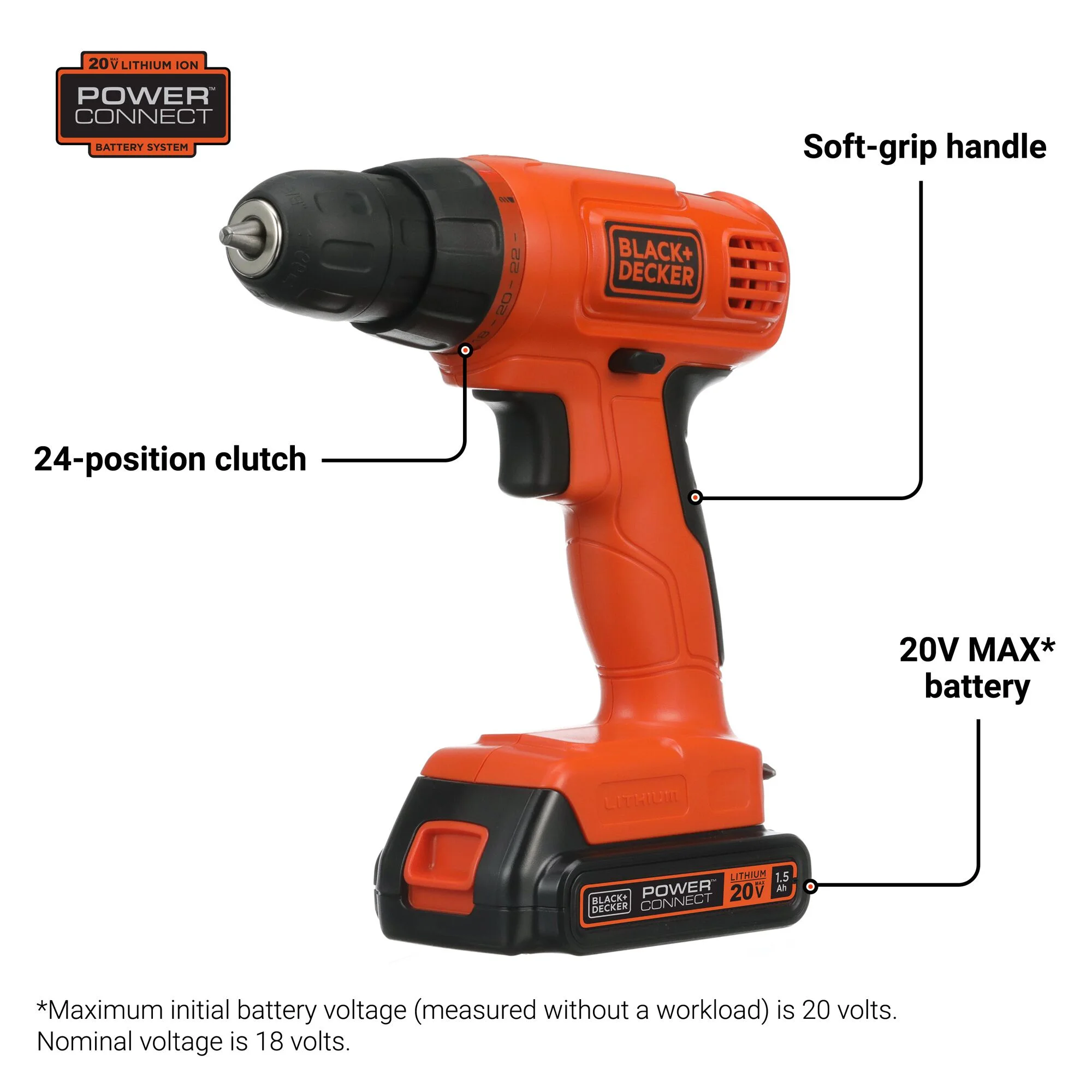 BLACK+DECKER 20V MAX* POWERCONNECT Cordless Drill Kit + 100 pc. Kit (BDC120VA100)