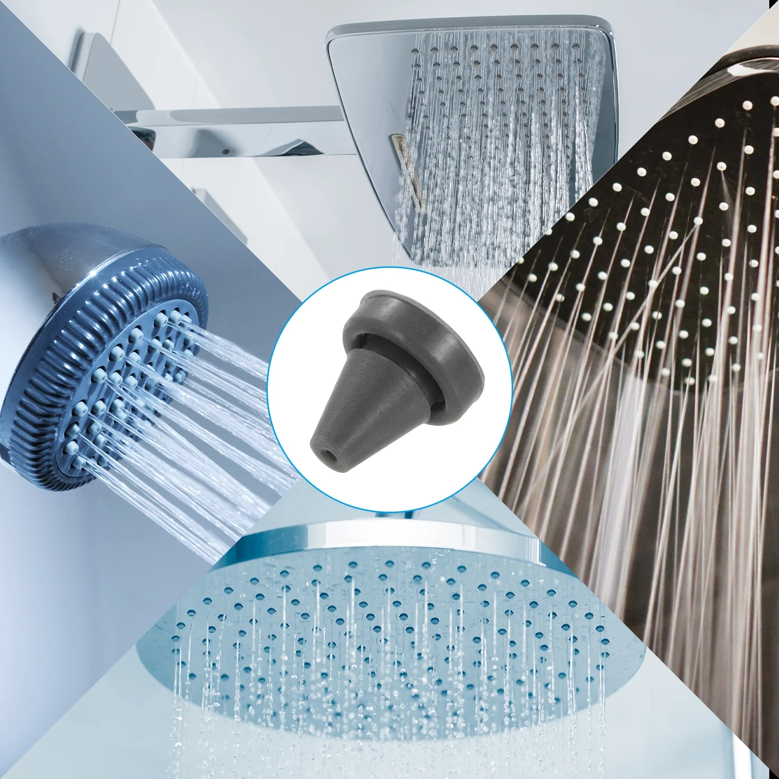 5pcs Shower Head Replacement Nozzles, Silicone Nozzle Sprinkler Spout Round Nib Fit 7mm Hole, Dark Grey