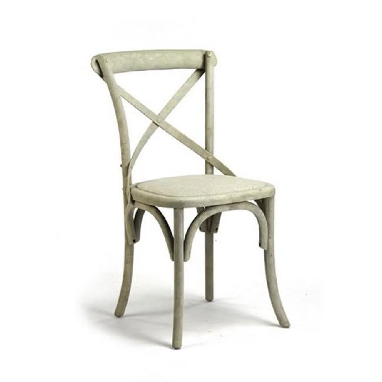 Parisienne Cafe Chair- Distressed White Rattan - 19.5 x 35 x 20 in.