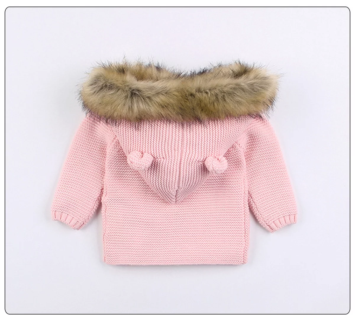 Toddler Boys Girls Winter Knitted Cardigan Jacket with Hood Cute Bear Ear Fall Sweater Outwear