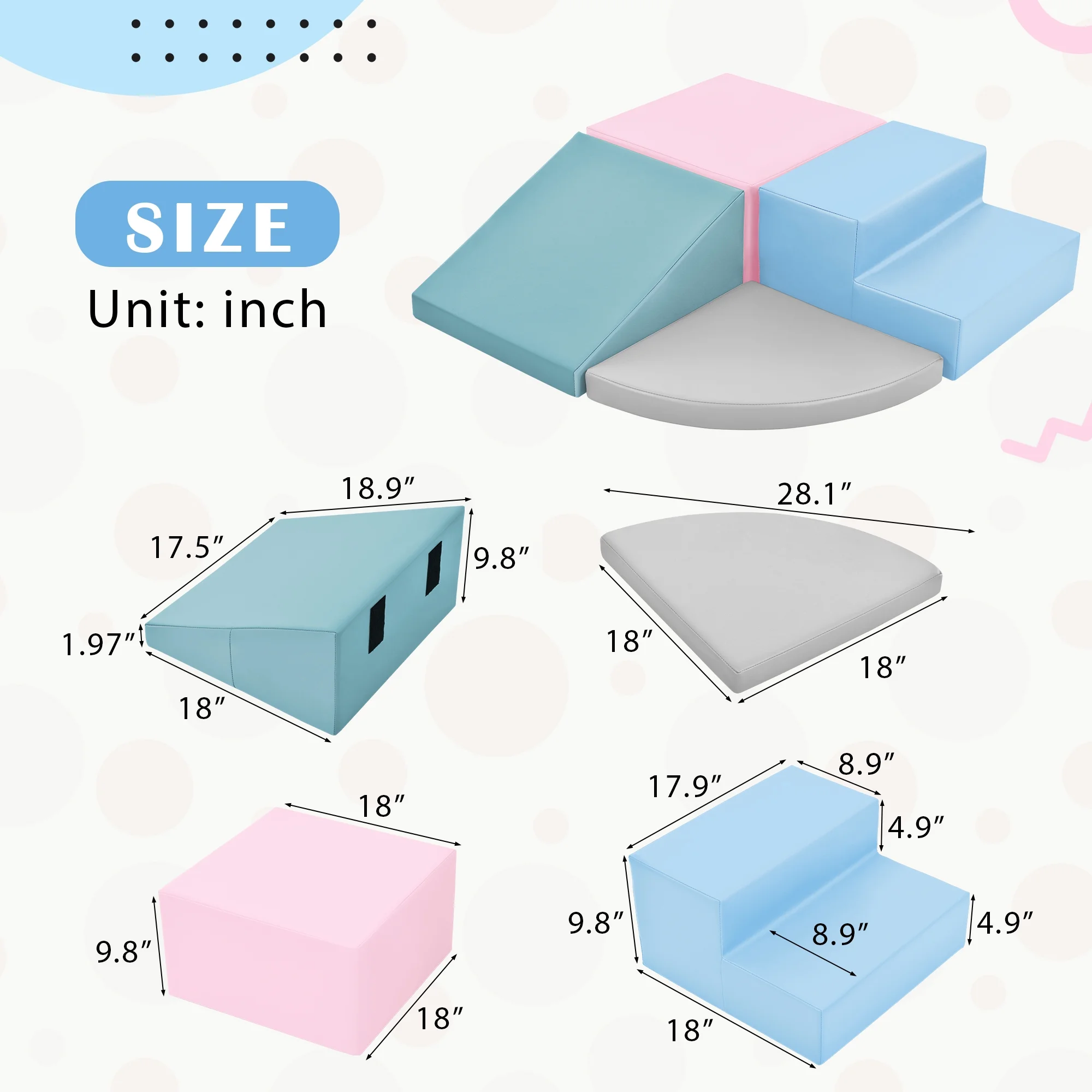 Soft Climb & Crawl Foam Playset Colorful Complete Combination Indoor Active Play for Kids Safe & Soft Material